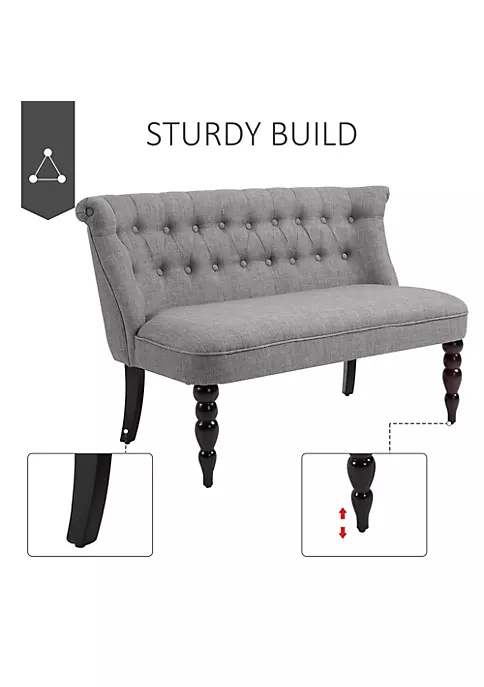 Coupon ๐ HOMCOM Upholstered Armless Fabric Loveseat with Button Tufted Design for Living Room with Wood Legs Grey โ๏ธ 6 Coupon ๐ HOMCOM Upholstered Armless Fabric Loveseat with Button Tufted Design for Living Room with Wood Legs Grey โ๏ธ - Image 4