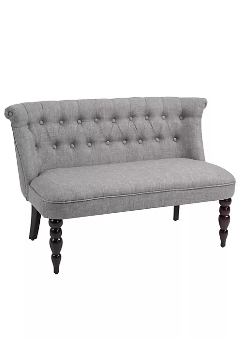Coupon ๐ HOMCOM Upholstered Armless Fabric Loveseat with Button Tufted Design for Living Room with Wood Legs Grey โ๏ธ 7 Coupon ๐ HOMCOM Upholstered Armless Fabric Loveseat with Button Tufted Design for Living Room with Wood Legs Grey โ๏ธ - Image 5