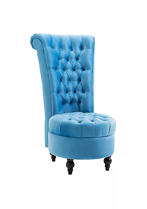 New โจ HOMCOM Retro High Back Armless Royal Accent Chair Fabric Upholstered Tufted Seat for Living Room Dining Room and Bedroom Blue ๐งจ 3 New โจ HOMCOM Retro High Back Armless Royal Accent Chair Fabric Upholstered Tufted Seat for Living Room Dining Room and Bedroom Blue ๐งจ