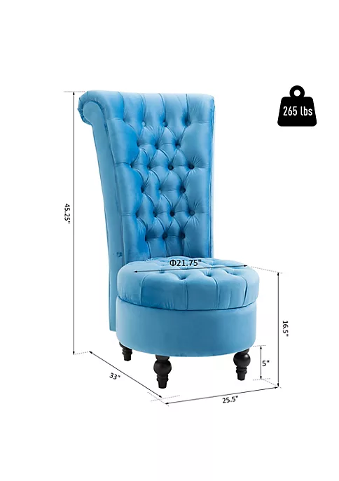New โจ HOMCOM Retro High Back Armless Royal Accent Chair Fabric Upholstered Tufted Seat for Living Room Dining Room and Bedroom Blue ๐งจ 4 New โจ HOMCOM Retro High Back Armless Royal Accent Chair Fabric Upholstered Tufted Seat for Living Room Dining Room and Bedroom Blue ๐งจ - Image 2