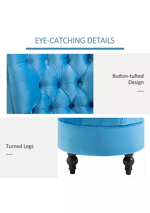 New โจ HOMCOM Retro High Back Armless Royal Accent Chair Fabric Upholstered Tufted Seat for Living Room Dining Room and Bedroom Blue ๐งจ 6 New โจ HOMCOM Retro High Back Armless Royal Accent Chair Fabric Upholstered Tufted Seat for Living Room Dining Room and Bedroom Blue ๐งจ - Image 4