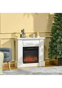 Flash Sale 👏 HOMCOM 32" Electric Fireplace with Mantel Freestanding Heater with LED Log Flame Overheat Protection and Remote Control 1400W White 🎉 -HOMCOM Sales Store Belk 224