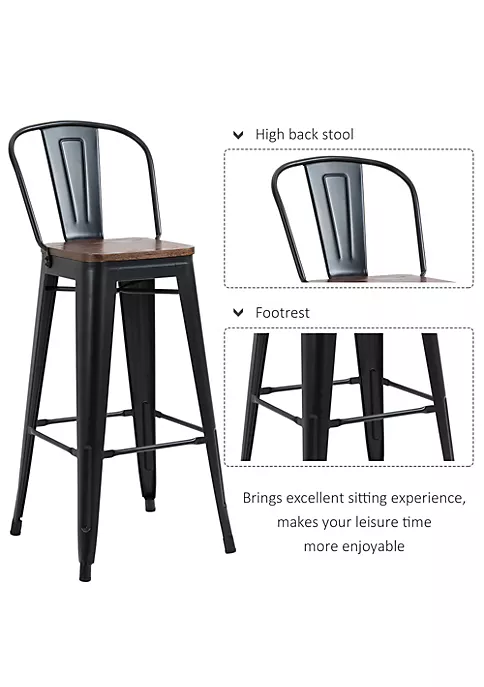 New โญ HOMCOM 3 Piece Industrial Dining Table Set Counter Height Bar Table and Chairs Set with Footrests for Bistro Pub Black and Brown ๐คฉ 6 New โญ HOMCOM 3 Piece Industrial Dining Table Set Counter Height Bar Table and Chairs Set with Footrests for Bistro Pub Black and Brown ๐คฉ - Image 4