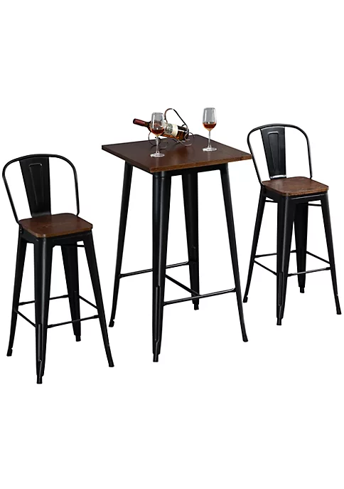 New โญ HOMCOM 3 Piece Industrial Dining Table Set Counter Height Bar Table and Chairs Set with Footrests for Bistro Pub Black and Brown ๐คฉ 7 New โญ HOMCOM 3 Piece Industrial Dining Table Set Counter Height Bar Table and Chairs Set with Footrests for Bistro Pub Black and Brown ๐คฉ - Image 5