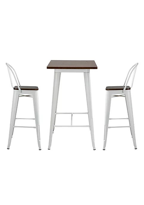Wholesale 👍 HOMCOM 3 Piece Industrial Dining Table Set Counter Height Bar Table and Chairs Set with Footrests for Bistro Pub White and Brown 🧨 -HOMCOM Sales Store Belk 2246