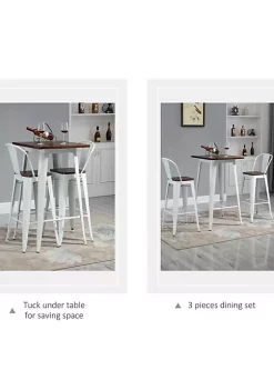Wholesale 👍 HOMCOM 3 Piece Industrial Dining Table Set Counter Height Bar Table and Chairs Set with Footrests for Bistro Pub White and Brown 🧨 -HOMCOM Sales Store Belk 2248