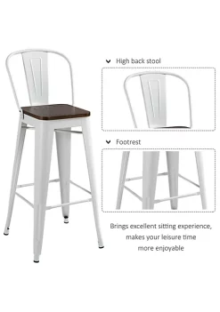 Wholesale 👍 HOMCOM 3 Piece Industrial Dining Table Set Counter Height Bar Table and Chairs Set with Footrests for Bistro Pub White and Brown 🧨 -HOMCOM Sales Store Belk 2249