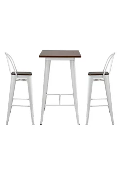 Wholesale 👍 HOMCOM 3 Piece Industrial Dining Table Set Counter Height Bar Table and Chairs Set with Footrests for Bistro Pub White and Brown 🧨 -HOMCOM Sales Store Belk 2250