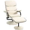 Wholesale 🤩 HOMCOM Recliner Chair with Ottoman Swivel PU Leather High Back Armchair w/ Footrest Stool 135 degree Adjustable Backrest and Thick Foam Padding for Home Office or Living Room Cream White 😉 -HOMCOM Sales Store Belk 226