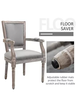Cheap ❤️ HOMCOM Vintage Dining Chair with High Back Thick Sponge Padded Seat and Section Armrest with Wood Frame Grey ✨ -HOMCOM Sales Store Belk 2269