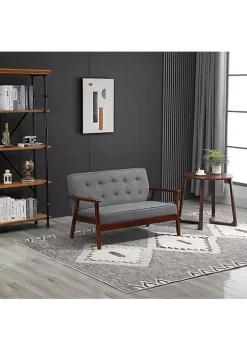 Best Sale ✨ HOMCOM Modern Upholstered 2 Seat Loveseat Sofa with Linen Touch Fabric and Rubberwood Legs Grey 🌟 -HOMCOM Sales Store Belk 2278