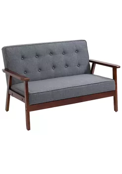 Best Sale ✨ HOMCOM Modern Upholstered 2 Seat Loveseat Sofa with Linen Touch Fabric and Rubberwood Legs Grey 🌟 -HOMCOM Sales Store Belk 2280