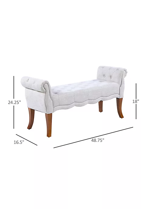 Brand new ✔️ HOMCOM Traditional Style Entryway Bed End 👟 Shoe Bench with Button Tufted and Rounded Arm for Living Room Light Grey 🎁 4 Brand new ✔️ HOMCOM Traditional Style Entryway Bed End 👟 Shoe Bench with Button Tufted and Rounded Arm for Living Room Light Grey 🎁 - Image 2