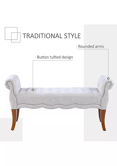 Brand new ✔️ HOMCOM Traditional Style Entryway Bed End 👟 Shoe Bench with Button Tufted and Rounded Arm for Living Room Light Grey 🎁 5 Brand new ✔️ HOMCOM Traditional Style Entryway Bed End 👟 Shoe Bench with Button Tufted and Rounded Arm for Living Room Light Grey 🎁 - Image 3