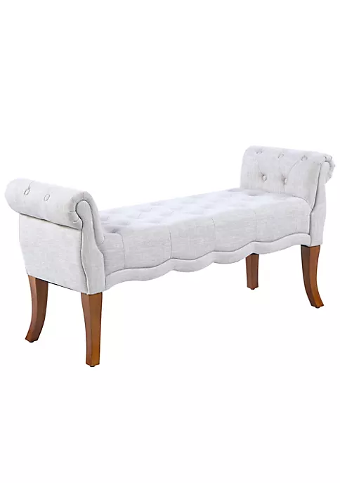 Brand new ✔️ HOMCOM Traditional Style Entryway Bed End 👟 Shoe Bench with Button Tufted and Rounded Arm for Living Room Light Grey 🎁 7 Brand new ✔️ HOMCOM Traditional Style Entryway Bed End 👟 Shoe Bench with Button Tufted and Rounded Arm for Living Room Light Grey 🎁 - Image 5