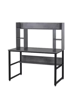 Top 10 ๐ HOMCOM Office Computer Desk Writing Table Workstation with Storage Shelves Decorative Hutches and Strong Build Grey ๐คฉ