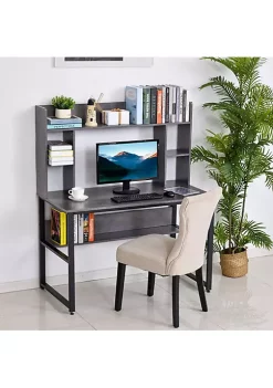 Top 10 😉 HOMCOM Office Computer Desk Writing Table Workstation with Storage Shelves Decorative Hutches and Strong Build Grey 🤩 -HOMCOM Sales Store Belk 2298