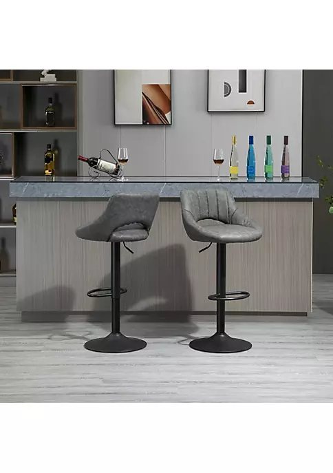 Cheapest 👏 HOMCOM Modern Bar Stools Set of 2 Swivel Bar Height Barstools Chairs with Adjustable Height Round Heavy Metal Base and Footrest Grey 🔔 5 Cheapest 👏 HOMCOM Modern Bar Stools Set of 2 Swivel Bar Height Barstools Chairs with Adjustable Height Round Heavy Metal Base and Footrest Grey 🔔 - Image 3