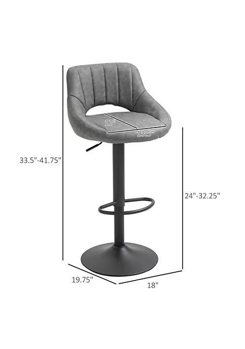 Cheapest 👏 HOMCOM Modern Bar Stools Set of 2 Swivel Bar Height Barstools Chairs with Adjustable Height Round Heavy Metal Base and Footrest Grey 🔔 6 Cheapest 👏 HOMCOM Modern Bar Stools Set of 2 Swivel Bar Height Barstools Chairs with Adjustable Height Round Heavy Metal Base and Footrest Grey 🔔 - Image 4