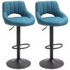 Best Sale ⭐ HOMCOM Modern Bar Stools Set of 2 Swivel Bar Height Barstools Chairs with Adjustable Height Round Heavy Metal Base and Footrest Blue ✨ -HOMCOM Sales Store Belk 2306