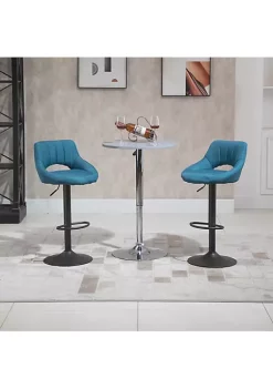 Best Sale ⭐ HOMCOM Modern Bar Stools Set of 2 Swivel Bar Height Barstools Chairs with Adjustable Height Round Heavy Metal Base and Footrest Blue ✨ -HOMCOM Sales Store Belk 2308