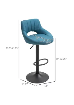 Best Sale ⭐ HOMCOM Modern Bar Stools Set of 2 Swivel Bar Height Barstools Chairs with Adjustable Height Round Heavy Metal Base and Footrest Blue ✨ -HOMCOM Sales Store Belk 2309