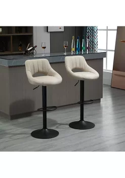 Best Sale 🎁 HOMCOM Modern Bar Stools Set of 2 Swivel Bar Height Barstools Chairs with Adjustable Height Round Heavy Metal Base and Footrest White 🥰 -HOMCOM Sales Store Belk 2313