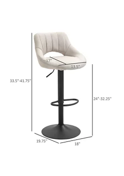 Best Sale 🎁 HOMCOM Modern Bar Stools Set of 2 Swivel Bar Height Barstools Chairs with Adjustable Height Round Heavy Metal Base and Footrest White 🥰 -HOMCOM Sales Store Belk 2314