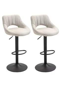 Best Sale 🎁 HOMCOM Modern Bar Stools Set of 2 Swivel Bar Height Barstools Chairs with Adjustable Height Round Heavy Metal Base and Footrest White 🥰 -HOMCOM Sales Store Belk 2315
