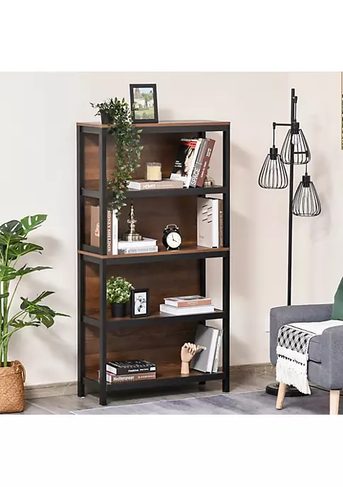 Best deal โจ HOMCOM 4 Tier Bookshelf Utility Storage Shelf Organizer with Back Support and Anti Topple Design Walnut/Black ๐ 4 Best deal โจ HOMCOM 4 Tier Bookshelf Utility Storage Shelf Organizer with Back Support and Anti Topple Design Walnut/Black ๐ - Image 2