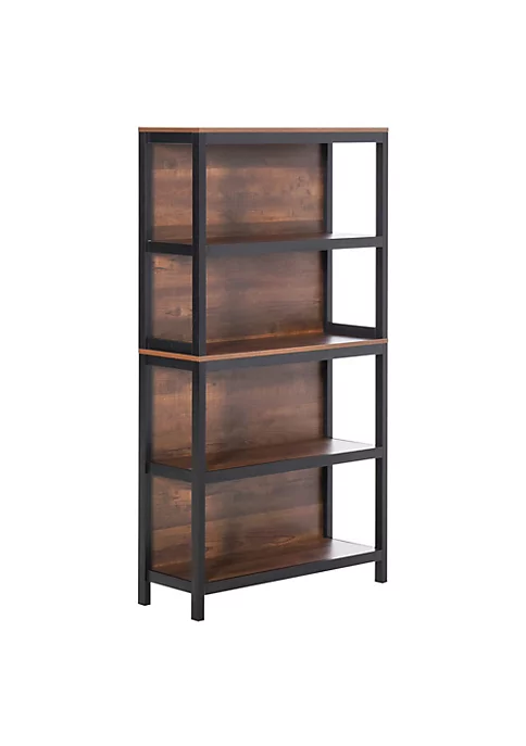 Best deal โจ HOMCOM 4 Tier Bookshelf Utility Storage Shelf Organizer with Back Support and Anti Topple Design Walnut/Black ๐ 7 Best deal โจ HOMCOM 4 Tier Bookshelf Utility Storage Shelf Organizer with Back Support and Anti Topple Design Walnut/Black ๐ - Image 5