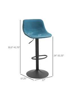 Outlet 🔔 HOMCOM Swivel Bar Stools Set of 2 Bar Chairs Adjustable Height Barstools Padded with Back for Kitchen Counter and Home Bar Blue ✨ -HOMCOM Sales Store Belk 2334