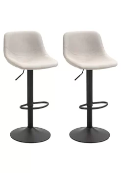 Discount 👏 HOMCOM Swivel Bar Stools Set of 2 Bar Chairs Adjustable Height Barstools Padded with Back for Kitchen Counter and Home Bar Cream White 🌟