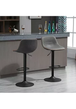 Wholesale ⌛ HOMCOM Swivel Bar Stools Set of 2 Bar Chairs Adjustable Height Barstools Padded with Back for Kitchen Counter and Home Bar Grey ⌛ -HOMCOM Sales Store Belk 2343