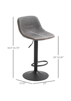 Wholesale ⌛ HOMCOM Swivel Bar Stools Set of 2 Bar Chairs Adjustable Height Barstools Padded with Back for Kitchen Counter and Home Bar Grey ⌛ -HOMCOM Sales Store Belk 2344