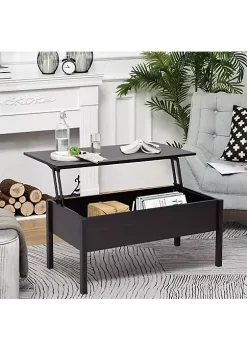 Discount ❤️ HOMCOM 39" Modern Lift Top Coffee Table Desk With Hidden Storage Compartment for Living Room Coffee Brown Woodgrain 🎉 -HOMCOM Sales Store Belk 2353