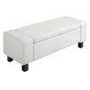 Top 10 🤩 HOMCOM 42” Faux Leather Storage Ottoman Bench Organizer Chest Rectangular Footstool with Hinged Lid for Living Room Entryway or Bedroom Cream White 🎁 -HOMCOM Sales Store Belk 236