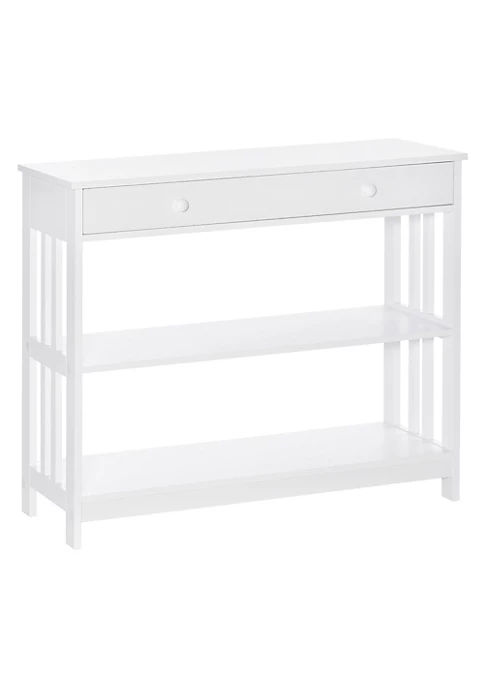 Buy ๐ HOMCOM Console Hallway Table with Extra Wide Pull Out Drawer 2 Open Shelves and Slatted Wood Frame Design White โ 3 Buy ๐ HOMCOM Console Hallway Table with Extra Wide Pull Out Drawer 2 Open Shelves and Slatted Wood Frame Design White โ