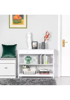 Buy ๐ HOMCOM Console Hallway Table with Extra Wide Pull Out Drawer 2 Open Shelves and Slatted Wood Frame Design White โ 9 Buy ๐ HOMCOM Console Hallway Table with Extra Wide Pull Out Drawer 2 Open Shelves and Slatted Wood Frame Design White โ -HOMCOM Sales Store Belk 2363
