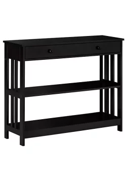 Top 10 🔥 HOMCOM Console Hallway Table with Extra Wide Pull Out Drawer 2 Open Shelves and Slatted Wood Frame Design Black ⌛