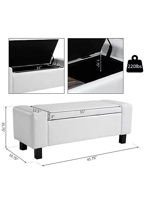 Top 10 ๐คฉ HOMCOM 42โ Faux Leather Storage Ottoman Bench Organizer Chest Rectangular Footstool with Hinged Lid for Living Room Entryway or Bedroom Cream White ๐ 4 Top 10 ๐คฉ HOMCOM 42โ Faux Leather Storage Ottoman Bench Organizer Chest Rectangular Footstool with Hinged Lid for Living Room Entryway or Bedroom Cream White ๐ - Image 2
