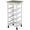 Best Sale 😉 HOMCOM 32.25" Wooden Rolling Kitchen Storage Cart on 360 degree Swivel Wheels with Ample Storage Space and Solid Structure White 🔥 -HOMCOM Sales Store Belk 2375