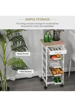 Best Sale 😉 HOMCOM 32.25" Wooden Rolling Kitchen Storage Cart on 360 degree Swivel Wheels with Ample Storage Space and Solid Structure White 🔥 9 Best Sale 😉 HOMCOM 32.25" Wooden Rolling Kitchen Storage Cart on 360 degree Swivel Wheels with Ample Storage Space and Solid Structure White 🔥 -HOMCOM Sales Store Belk 2378