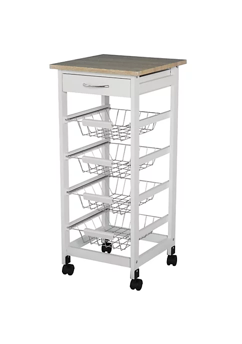 Best Sale 😉 HOMCOM 32.25" Wooden Rolling Kitchen Storage Cart on 360 degree Swivel Wheels with Ample Storage Space and Solid Structure White 🔥 6 Best Sale 😉 HOMCOM 32.25" Wooden Rolling Kitchen Storage Cart on 360 degree Swivel Wheels with Ample Storage Space and Solid Structure White 🔥 - Image 5