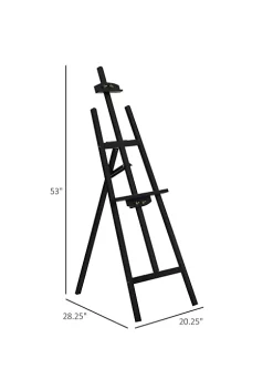 Best Sale 🎁 HOMCOM A Frame Easel of Maximum Height 53" Holds Canvases Up to 43" Painting Studio Art Easel that Tilts up to 90 degree Degrees for Adults Beginners Students Black 👏 -HOMCOM Sales Store Belk 2382