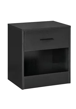Discount ❤️ HOMCOM Modern End Table with Drawer Space Saving Sofa Side Accent Table with Open Storage Shelf for Living Room or Bedroom Black Wood Grain 🛒 -HOMCOM Sales Store Belk 2387