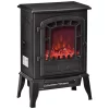 Discount 😀 HOMCOM Free standing Electric Fireplace Stove Fireplace Heater with Realistic Flame Effect Overheat Safety Protection 750W / 1500W Black ✔️