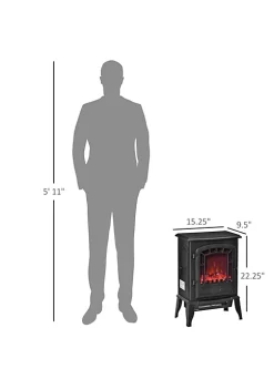 Discount 😀 HOMCOM Free standing Electric Fireplace Stove Fireplace Heater with Realistic Flame Effect Overheat Safety Protection 750W / 1500W Black ✔️ -HOMCOM Sales Store Belk 244