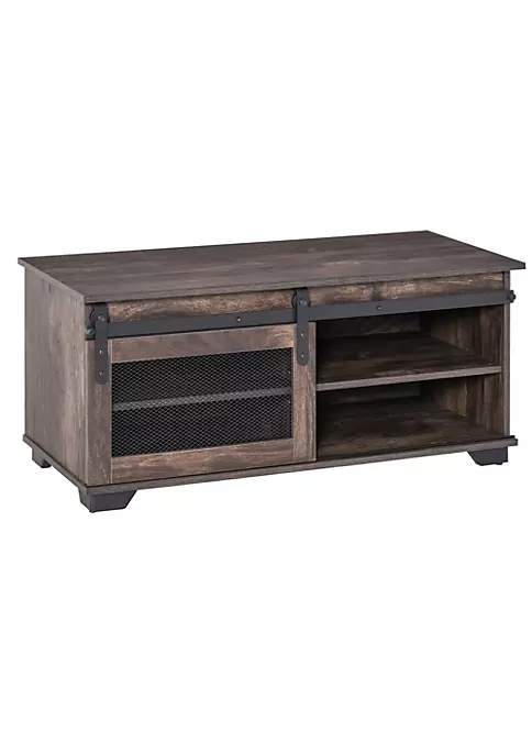 Promo โจ HOMCOM Farmhouse Coffee Table with Sliding Mesh Barn Door Storage Cabinet and Adjustable Shelves for Living Room Dark Brown ๐ 3 Promo โจ HOMCOM Farmhouse Coffee Table with Sliding Mesh Barn Door Storage Cabinet and Adjustable Shelves for Living Room Dark Brown ๐