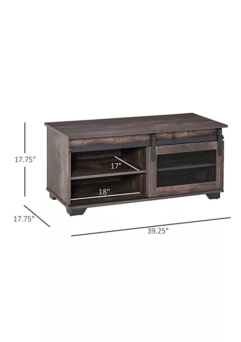 Promo โจ HOMCOM Farmhouse Coffee Table with Sliding Mesh Barn Door Storage Cabinet and Adjustable Shelves for Living Room Dark Brown ๐ 4 Promo โจ HOMCOM Farmhouse Coffee Table with Sliding Mesh Barn Door Storage Cabinet and Adjustable Shelves for Living Room Dark Brown ๐ - Image 2